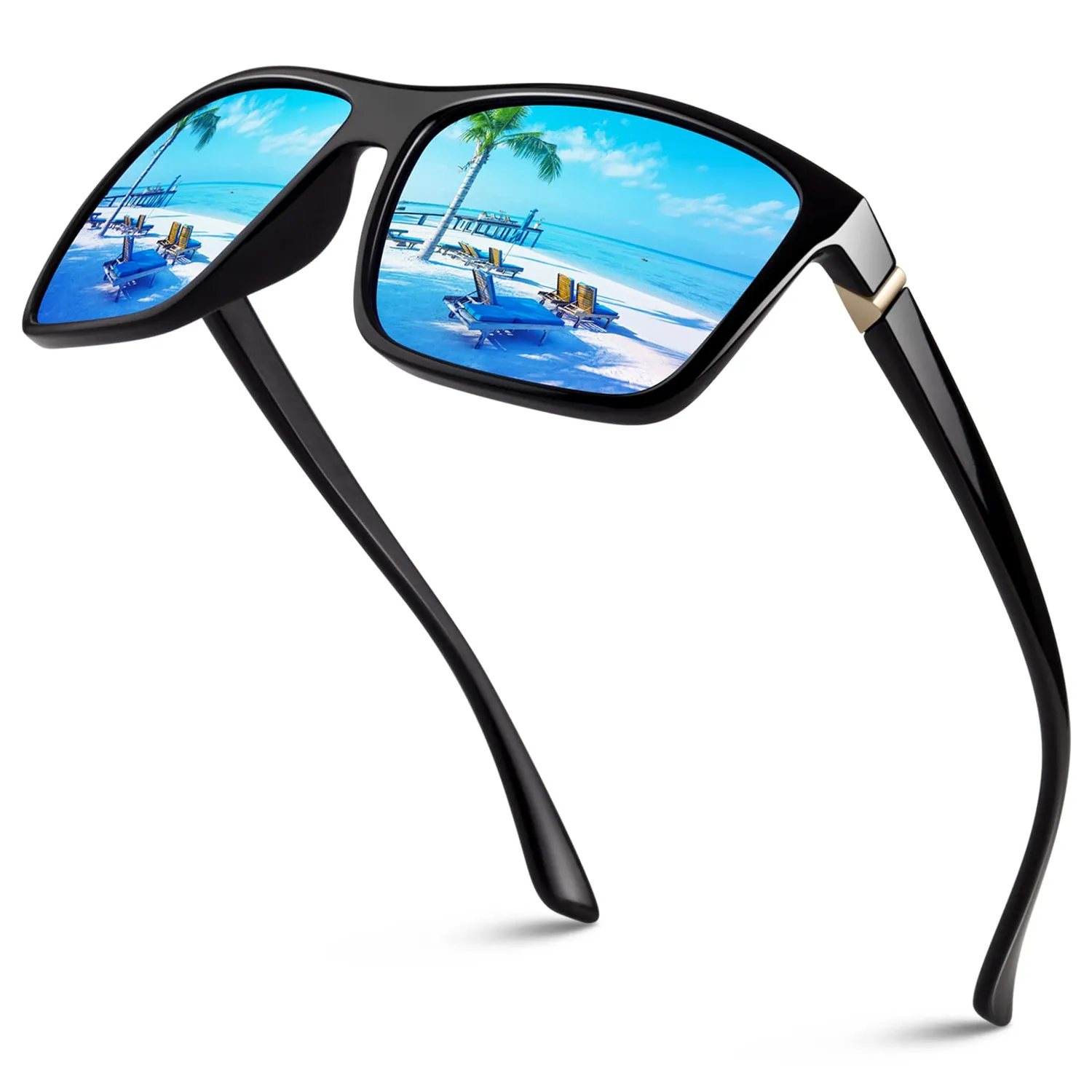 GQUEEN Retro Sonnenbrille Matt-Schwarz Grau polarisiert