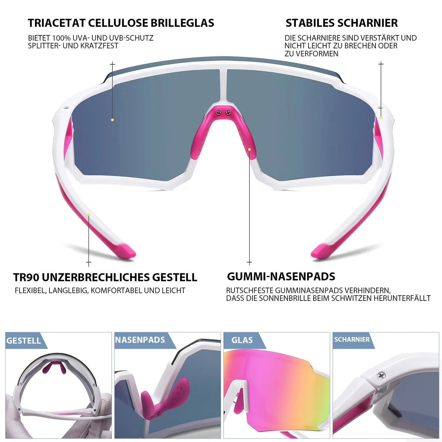 DUCO DK310 Kinder Sonnenbrille weiß-lila 8-16 Jahre