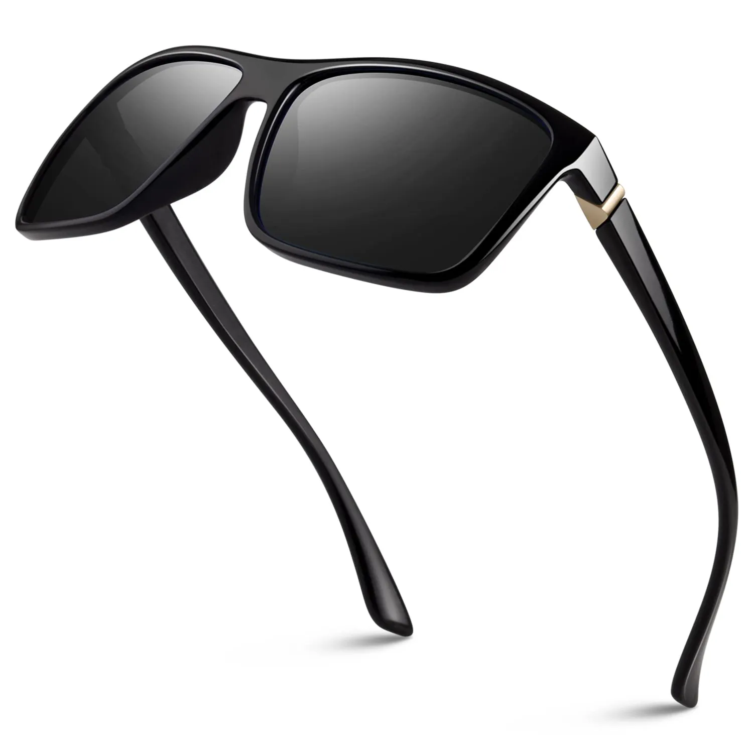 GQUEEN Retro Sonnenbrille Matt-Schwarz Grau polarisiert