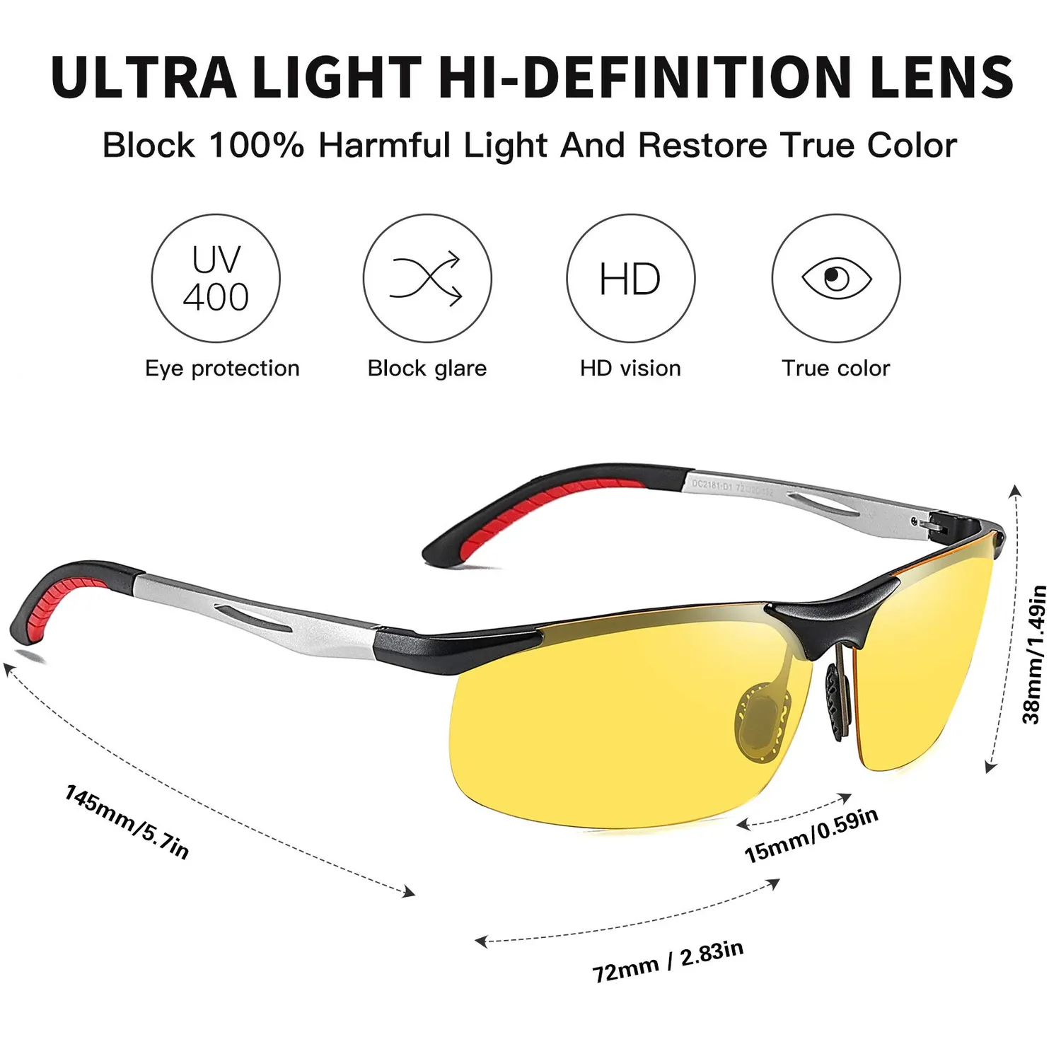 DUCO 2181 Nachtfahrbrille gelb polarisiert