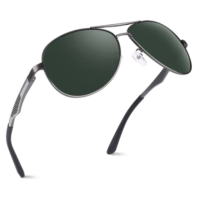 GQUEEN Pilotenbrille polarisiert grau-grün UV400