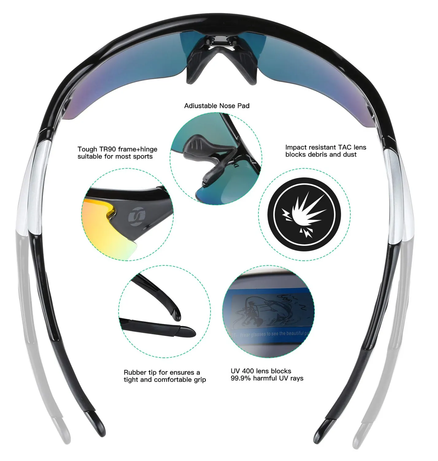 DUCO 0021 Radsportbrille polarisiert 5 Wechselgläser