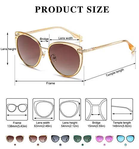 DUCO DC1222 Sonnenbrille Damen polarisiert retro