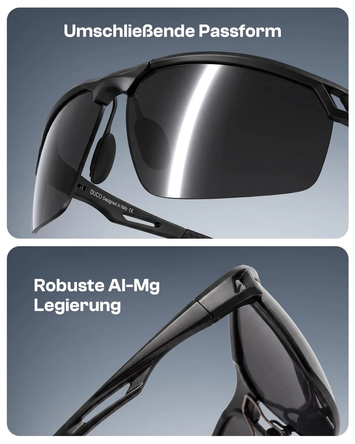 DUCO 8550 Sonnenbrille Herren Schwarz Grau polarisiert