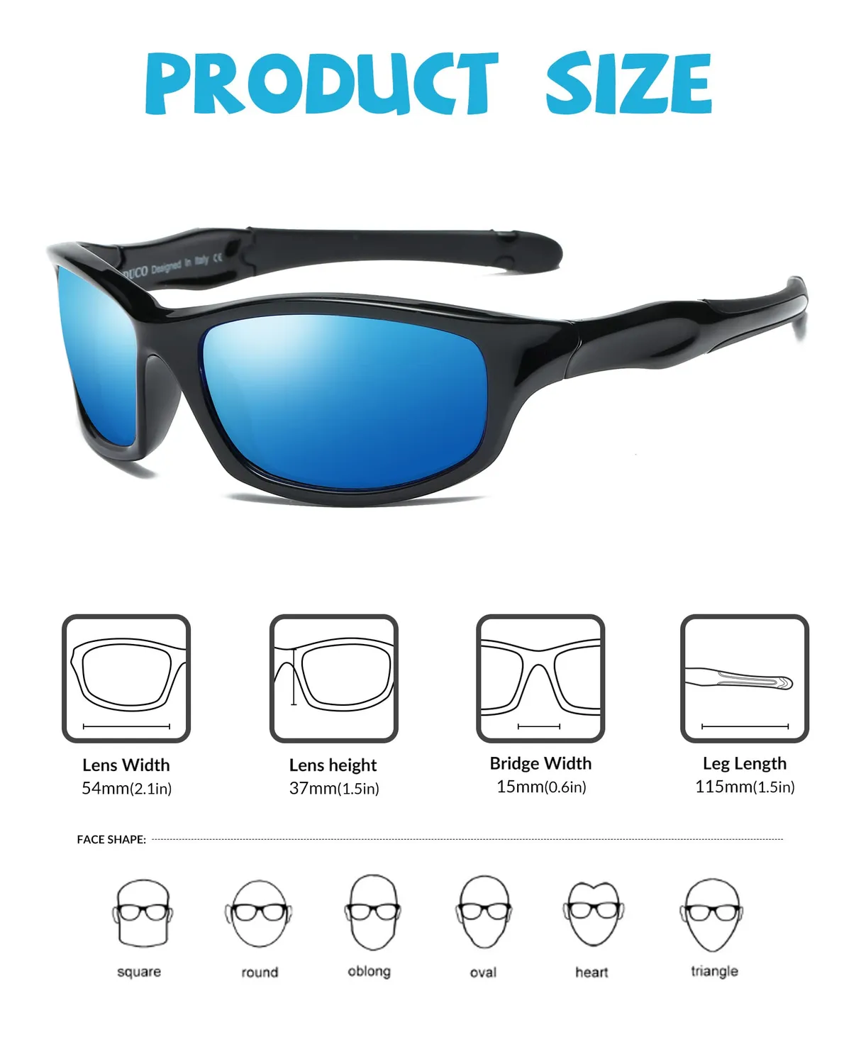 DUCO K006 Kinder Sonnenbrille schwarz-blau polarisiert