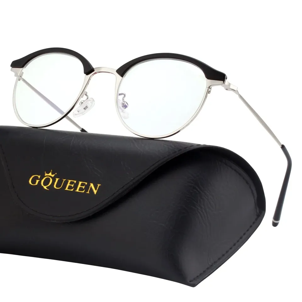 GQUEEN rahmenlose Blaulichtbrille rund transparent UV400
