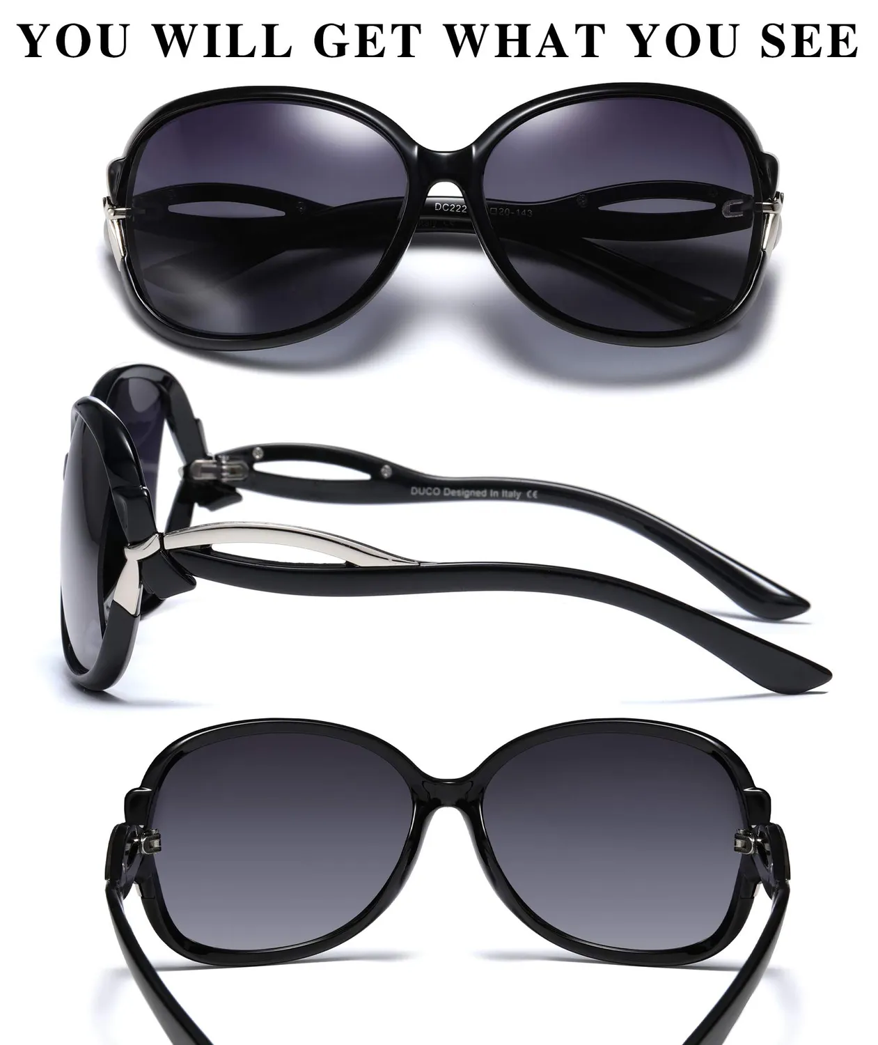 DUCO 2229 Vintage Sonnenbrille rund polarisiert Damen