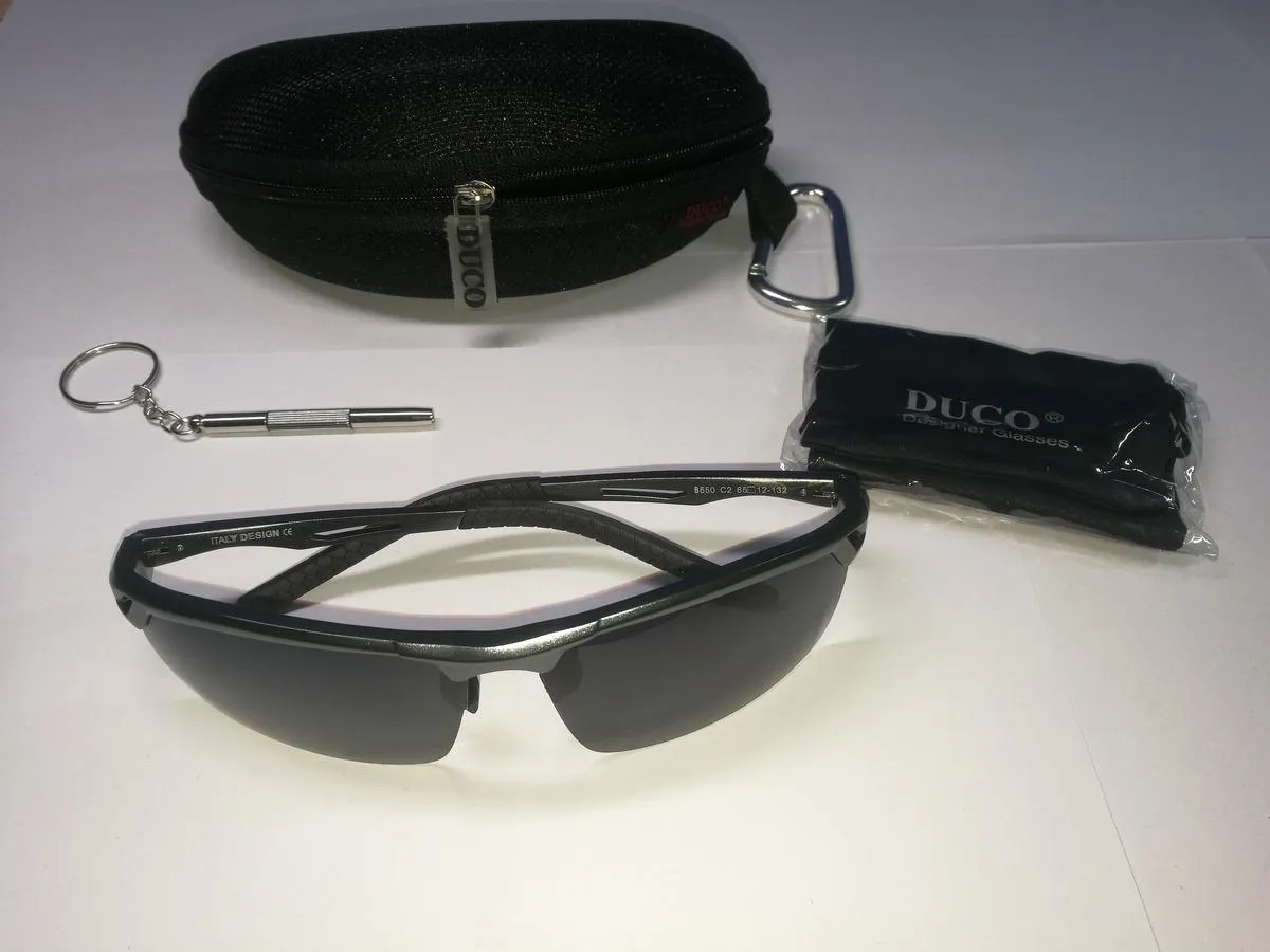 DUCO 8550 Sonnenbrille Herren Schwarz Grau polarisiert