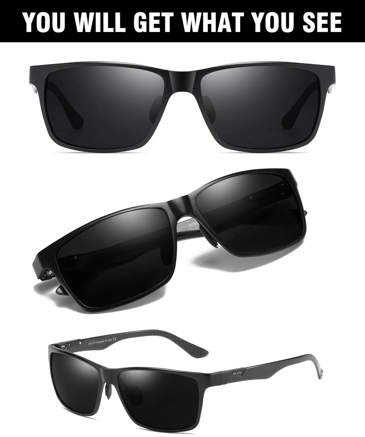 DUCO 8206 Sonnenbrille Metall schwarz grau polarisiert