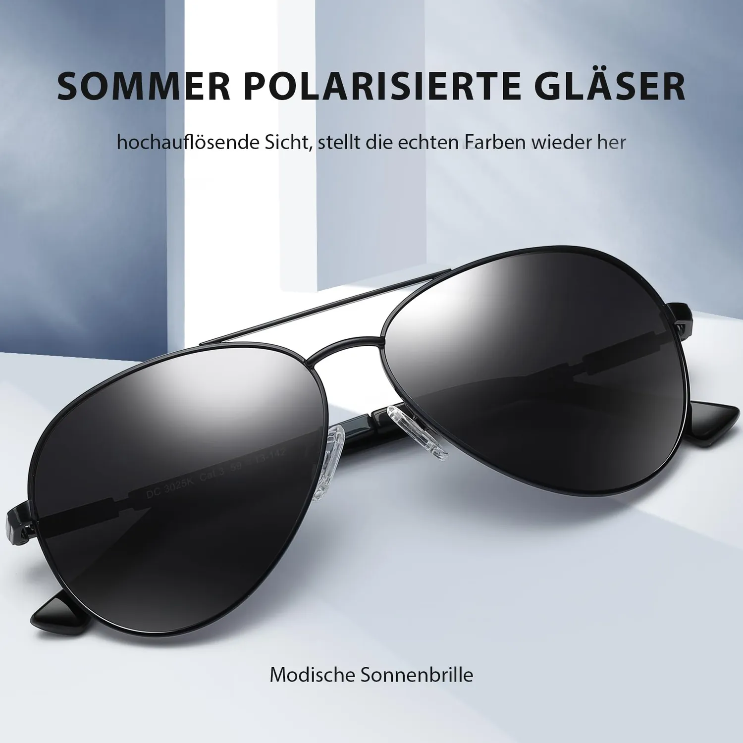 DUCO 3025K Pilotenbrille Schwarz Grau polarisiert