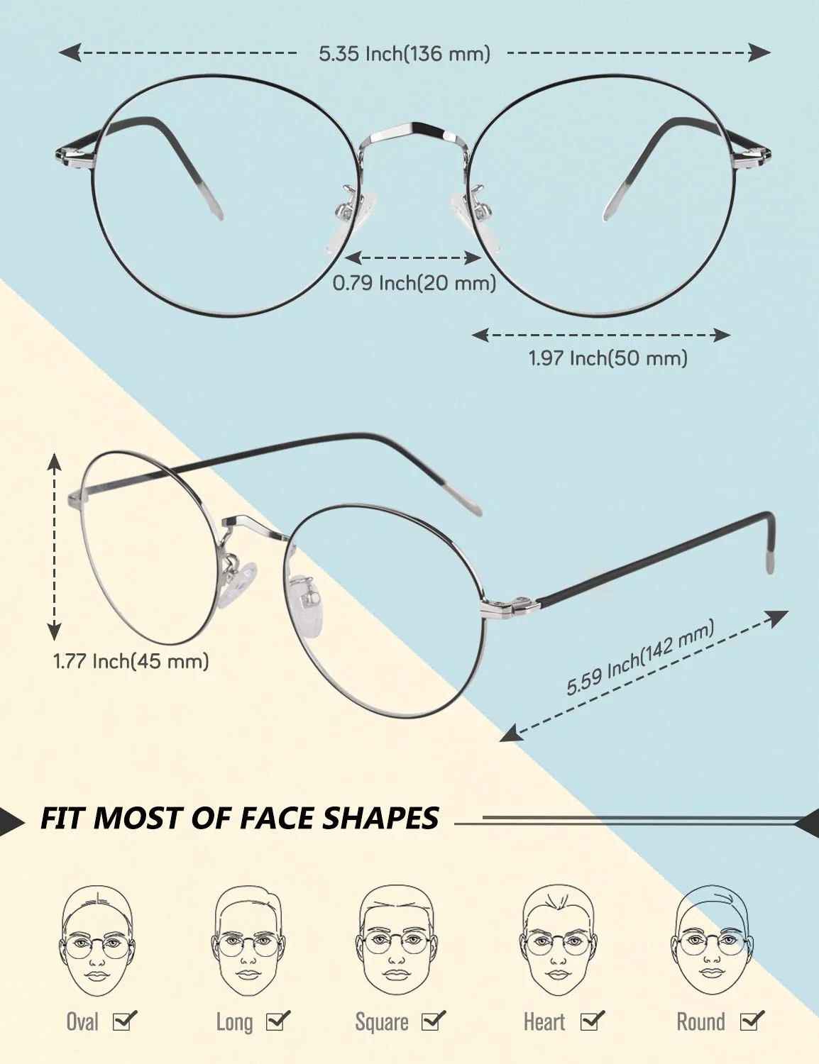 GQUEEN GQ129 Blaulichtbrille rund transparent