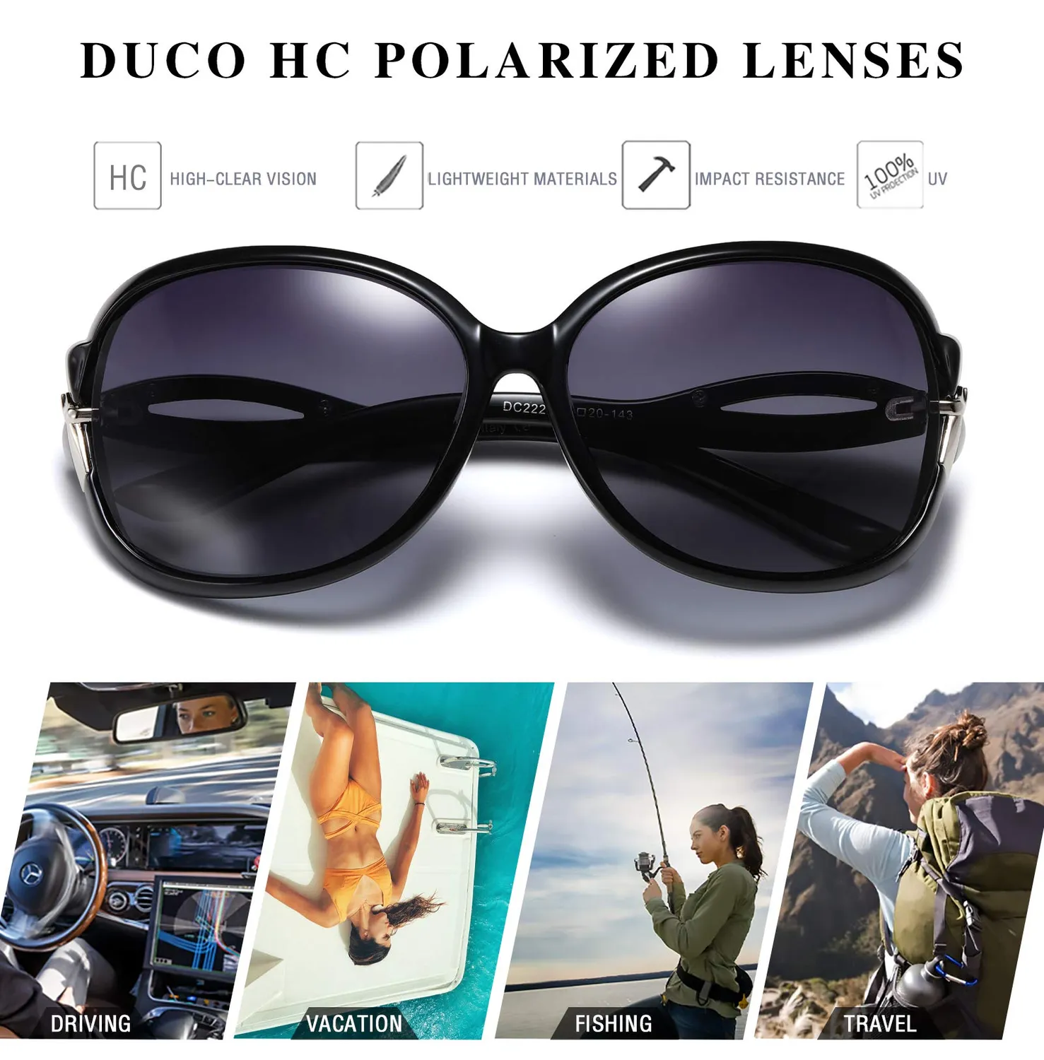 DUCO 2229 Vintage Sonnenbrille rund polarisiert Damen