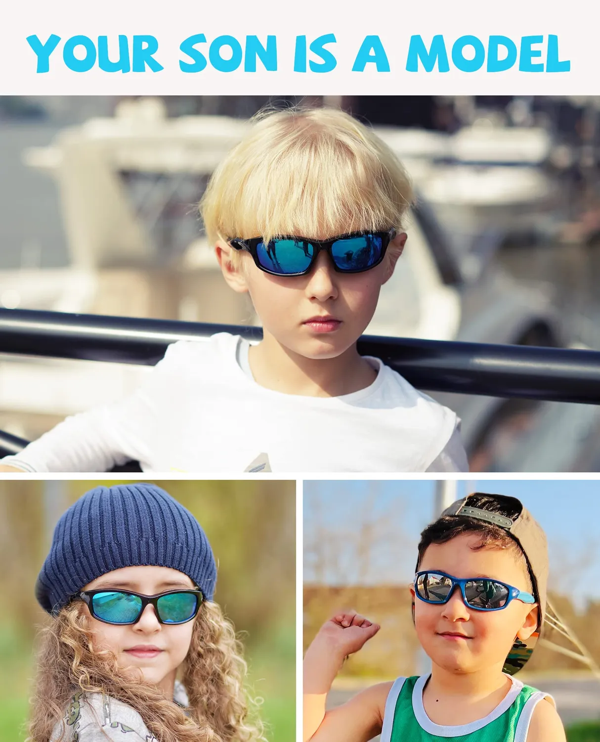 DUCO K006 Kinder Sonnenbrille schwarz-blau polarisiert