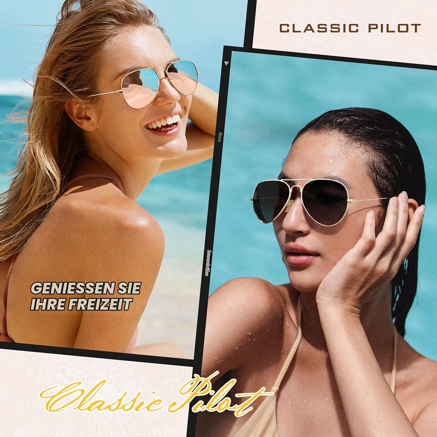 GQUEEN Pilotenbrille polarisiert Metall 58mm UV400