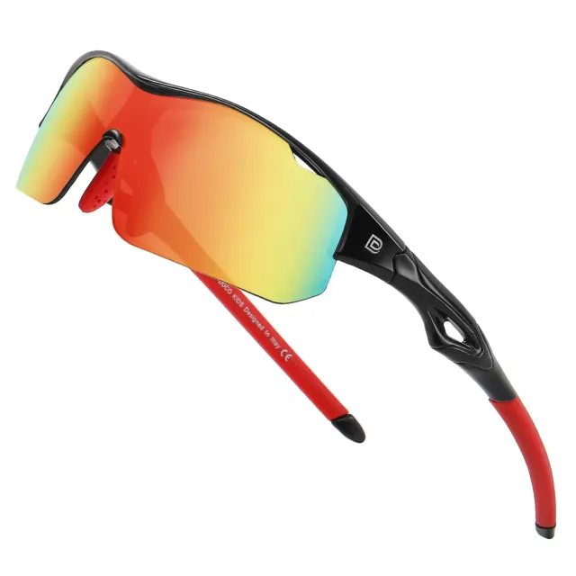 DUCO DK261 Kinder Sportbrille polarisiert schwarz-rot