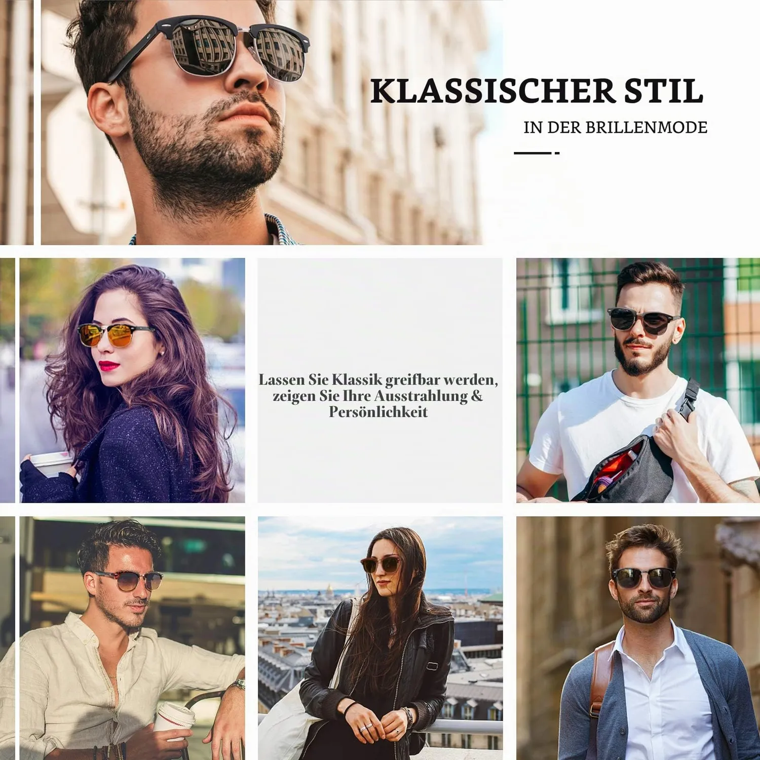 GQUEEN Halbrahmen Sonnenbrille Schildkröte braun polarisiert