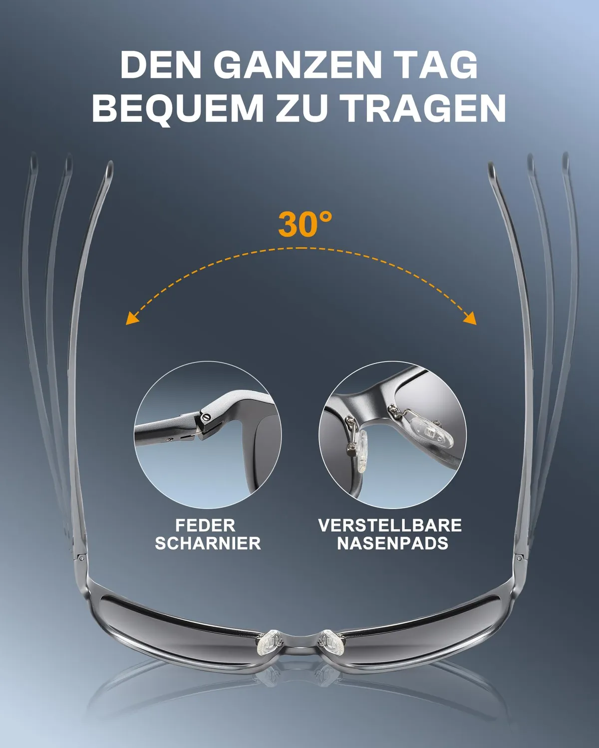 DUCO Herren Sonnenbrille Gunmetal polarisiert Metall