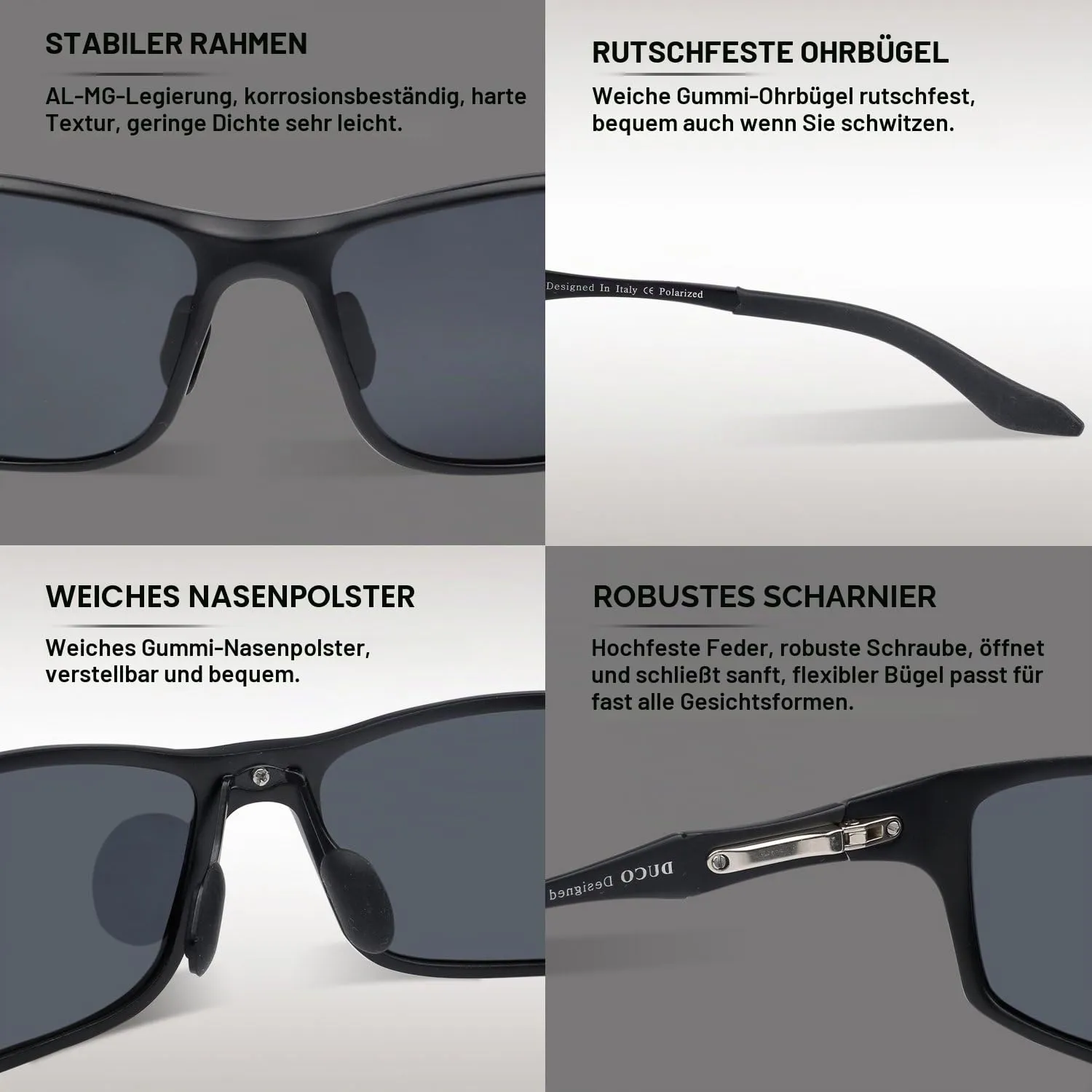 DUCO 8201 Sonnenbrille polarisiert schwarz 26 g