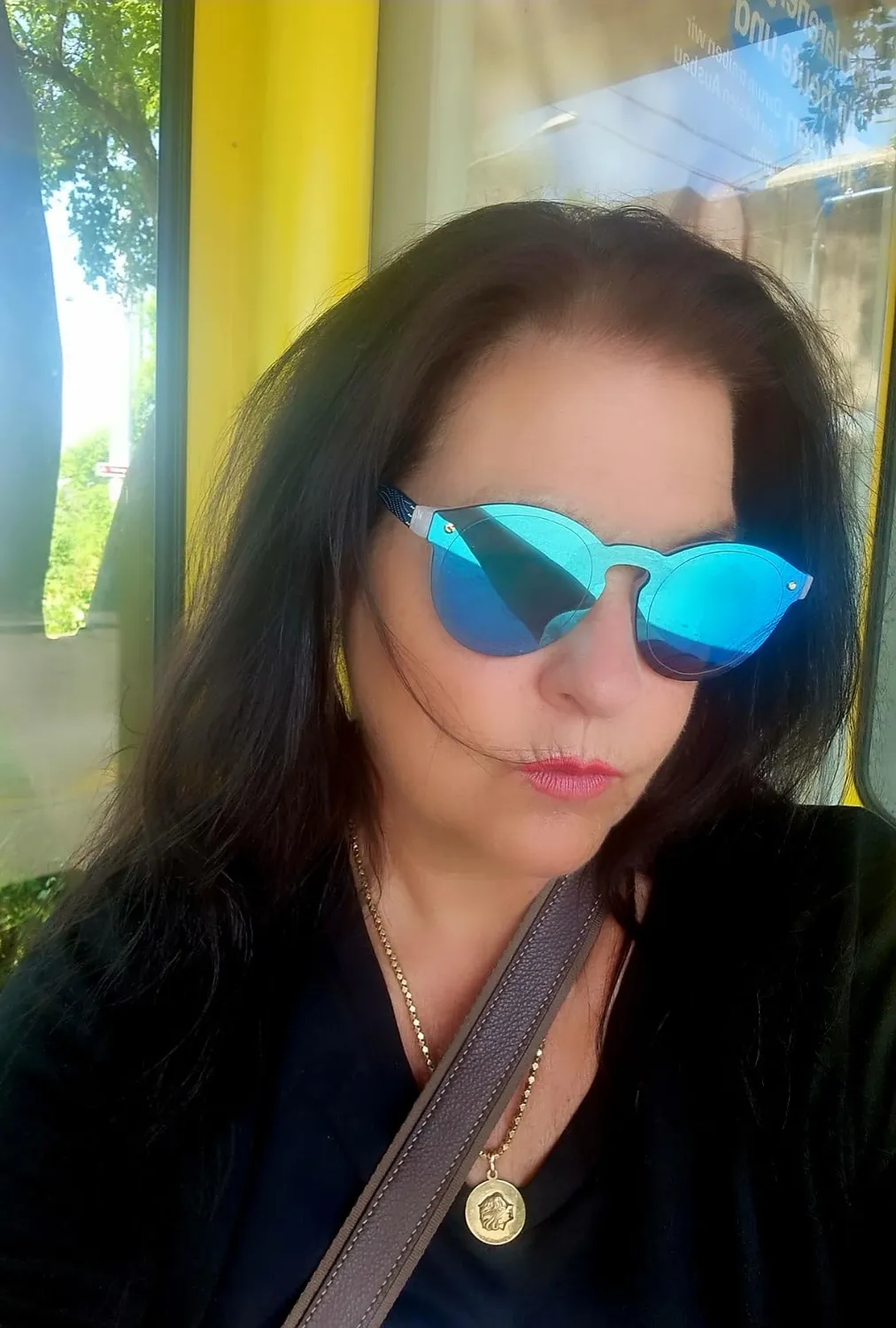 GQUEEN Runde Sonnenbrille Gold Rosa verspiegelt UV400