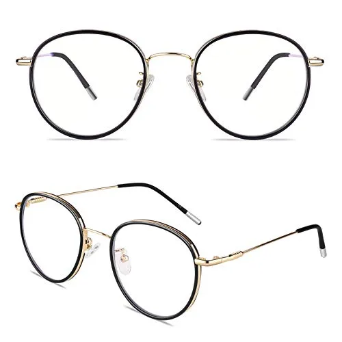 GQUEEN Runde Blaulichtfilter Brille Übergröße amber