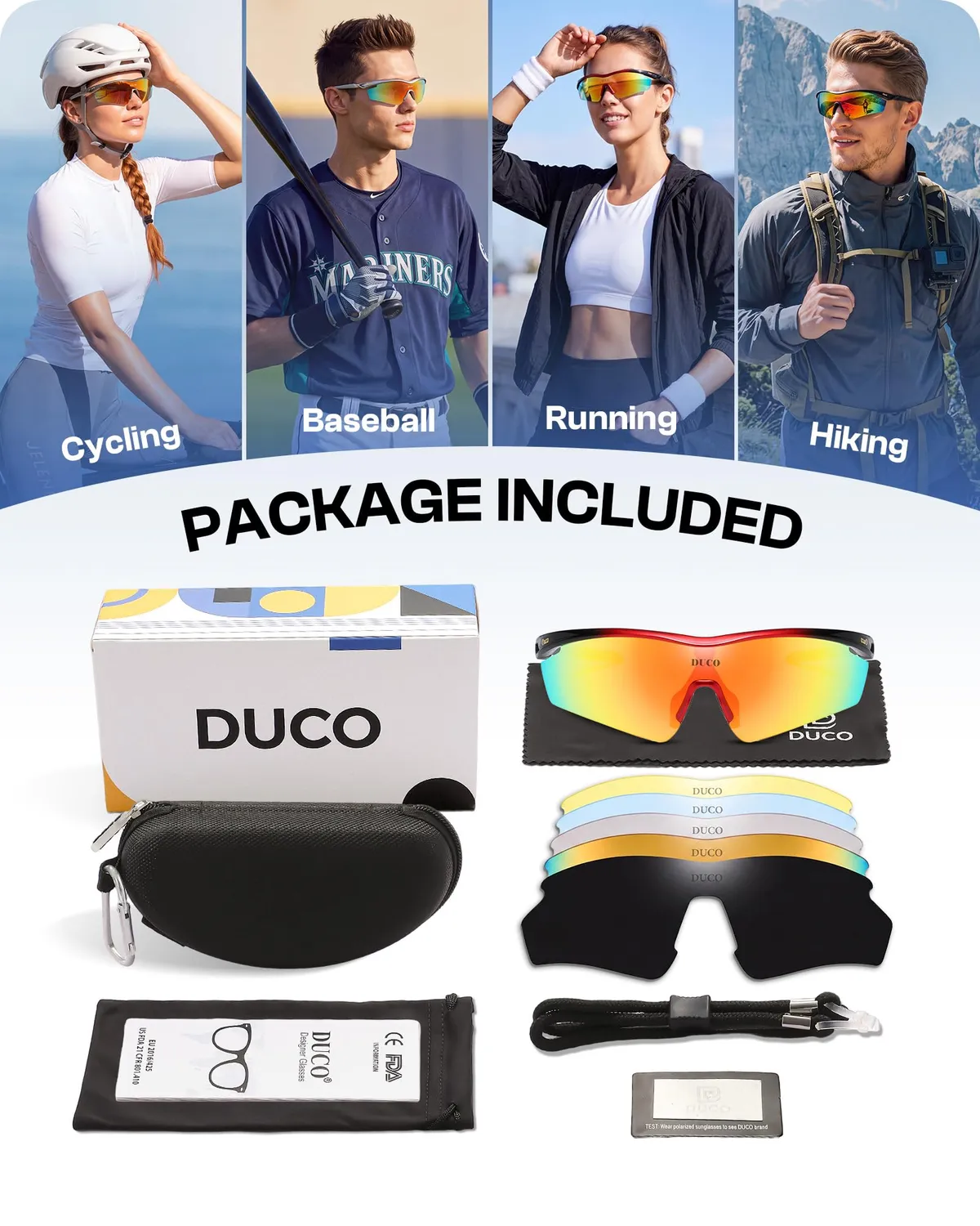 DUCO 0022 Fahrradbrille polarisiert rot