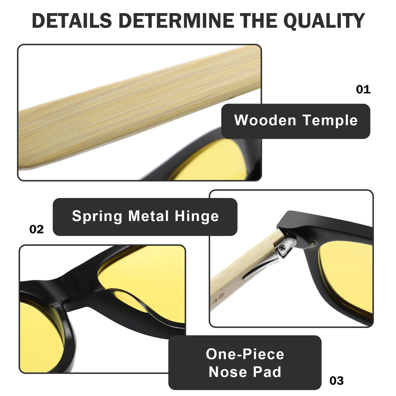 DUCO 2141Y Nachtfahrbrille Holz polarisiert gelb