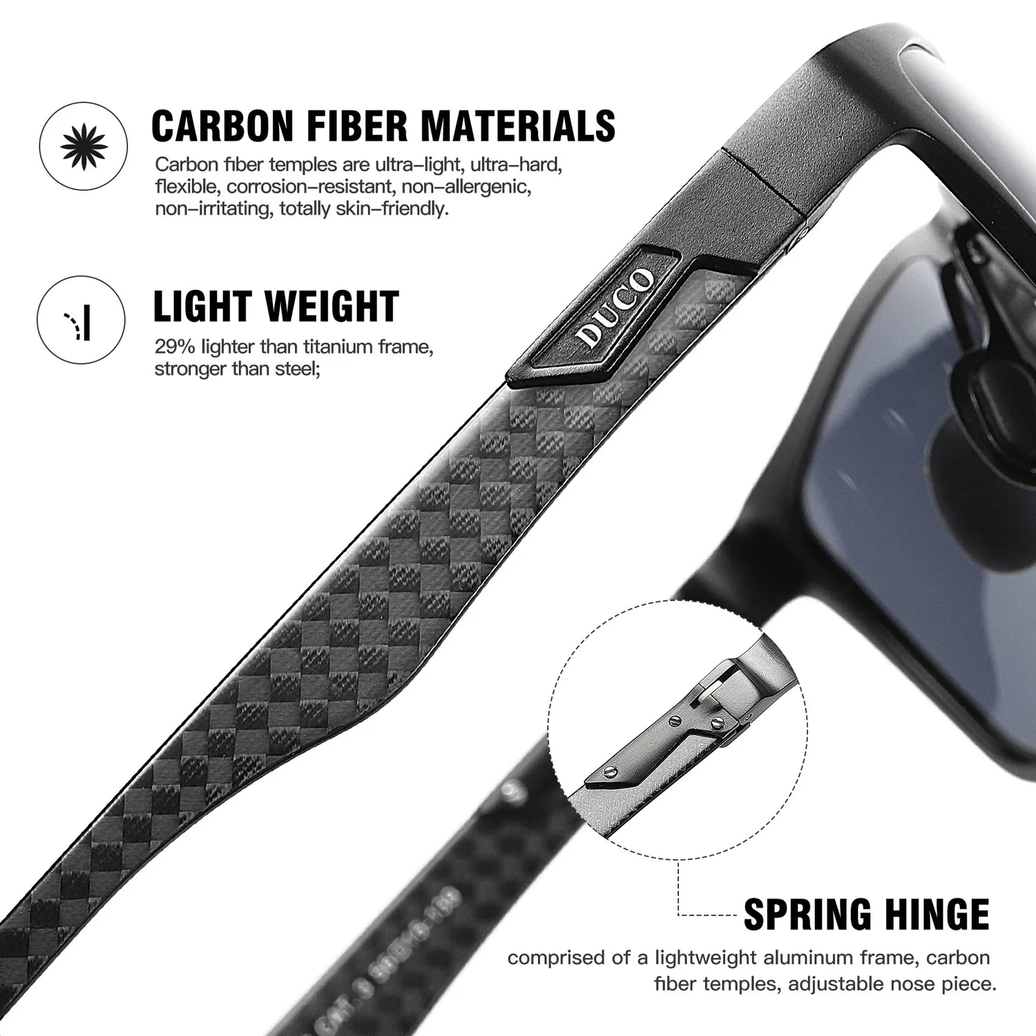 DUCO 8206 Sonnenbrille Metall schwarz grau polarisiert