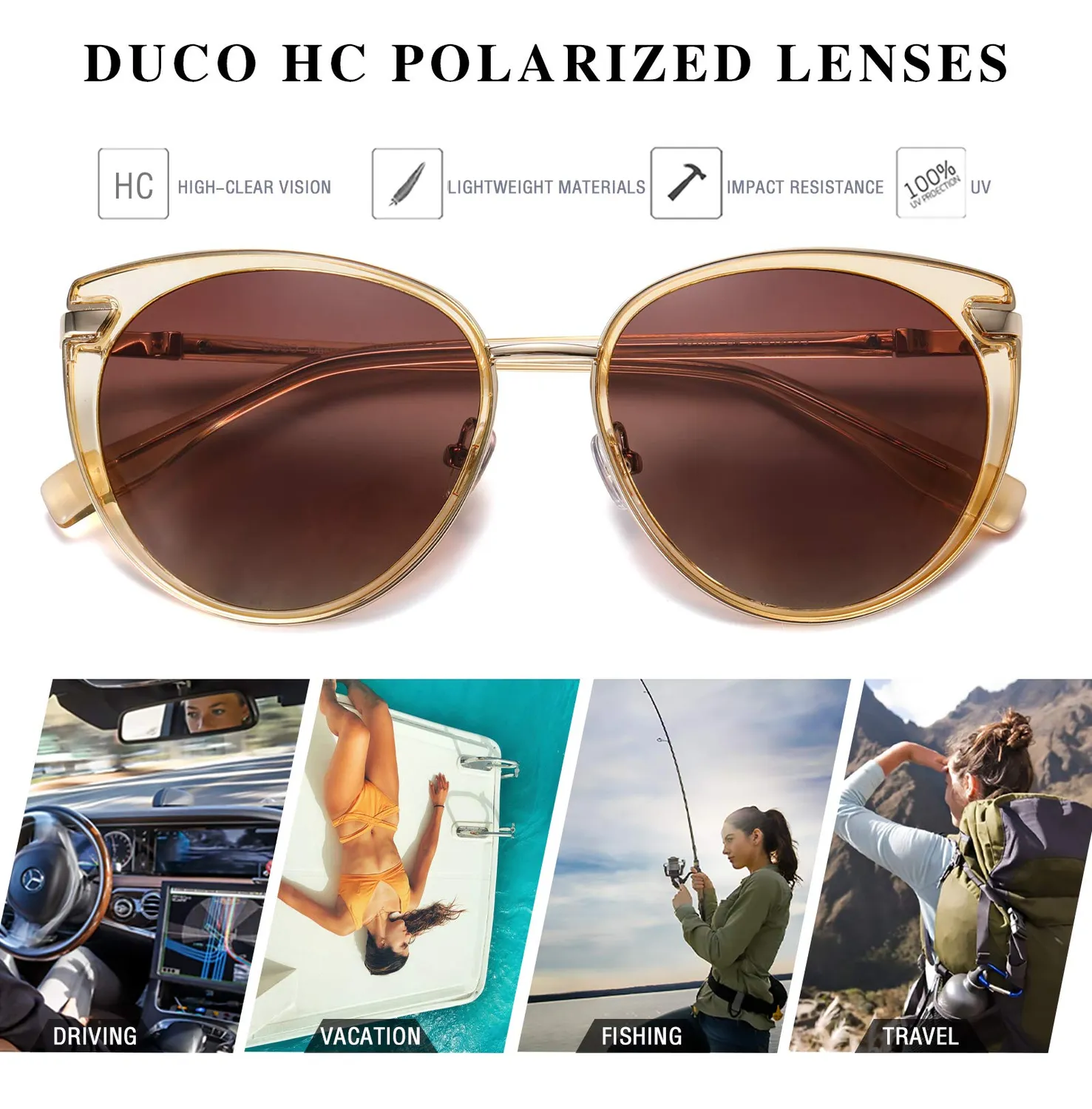 DUCO DC1222 Sonnenbrille Damen polarisiert retro