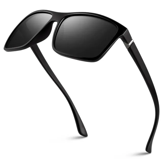 GQUEEN Retro Sonnenbrille Matt-Schwarz Grau polarisiert