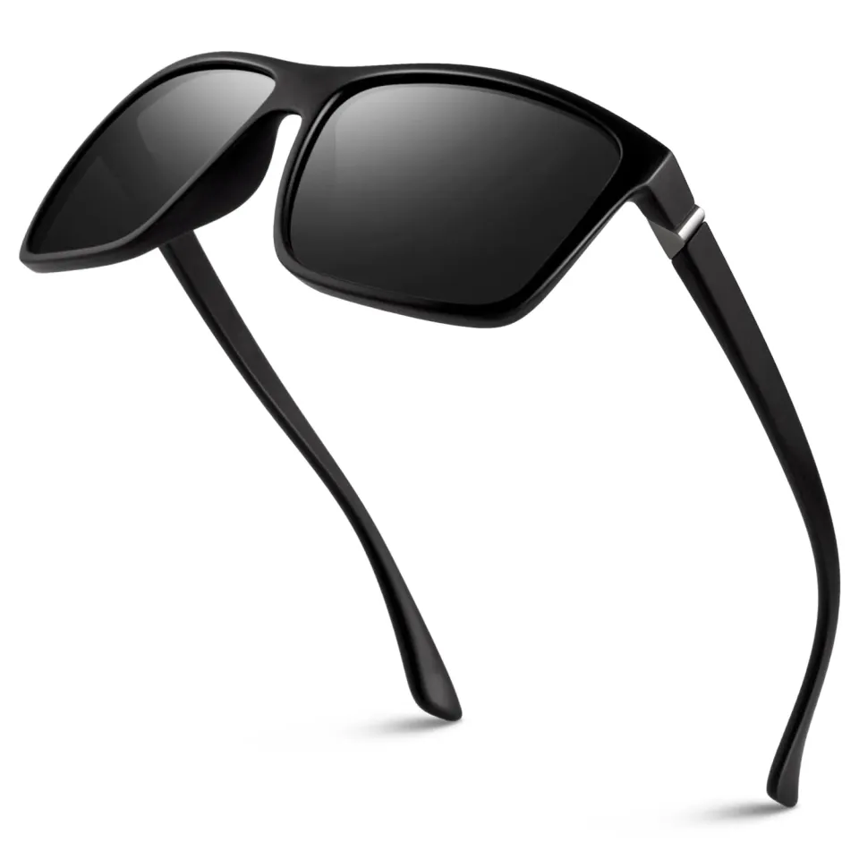 GQUEEN Retro Sonnenbrille Matt-Schwarz Grau polarisiert