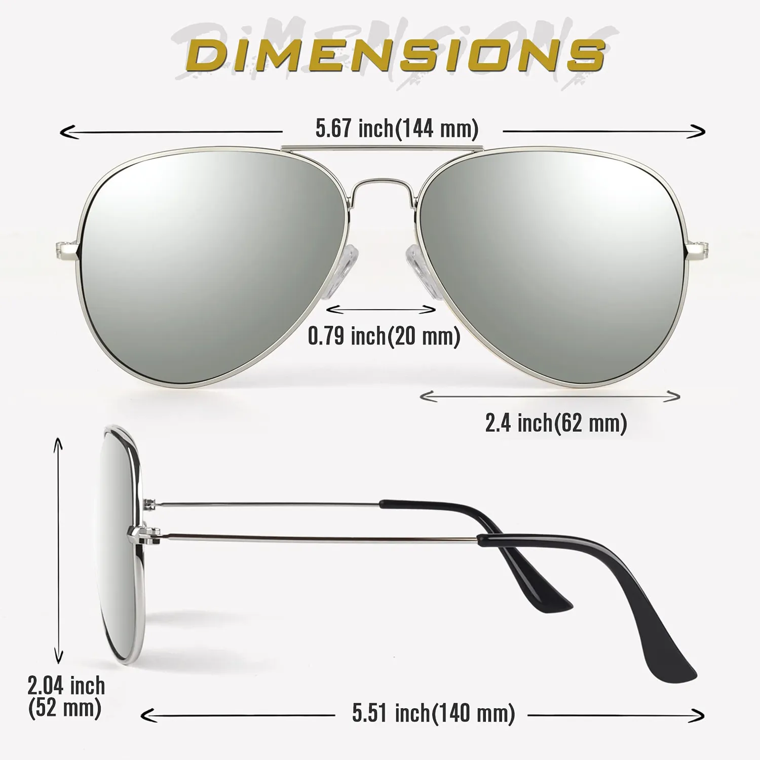 GQUEEN Piloten Sonnenbrille polarisiert Metall 58 mm