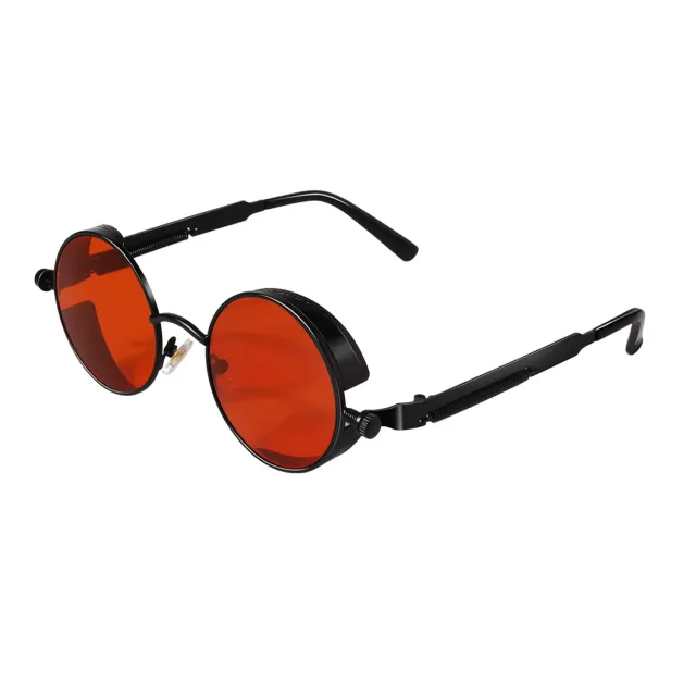 GQUEEN MTS2 Steampunk Sonnenbrille rund schwarz-rot