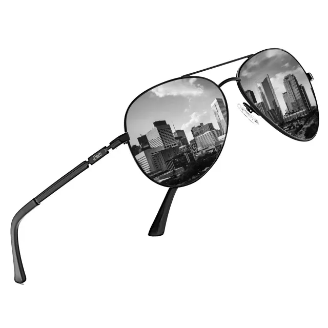 DUCO 3025K Pilotenbrille Schwarz Grau polarisiert