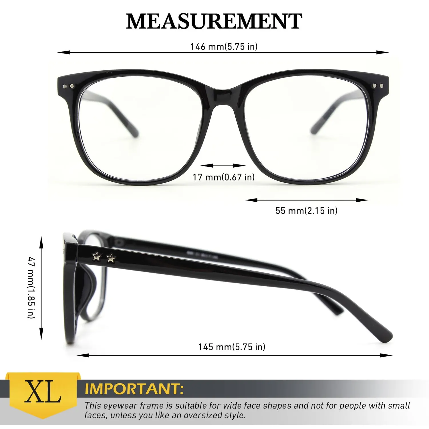 GQUEEN PE1 Hornbrille ohne Stärke schwarz