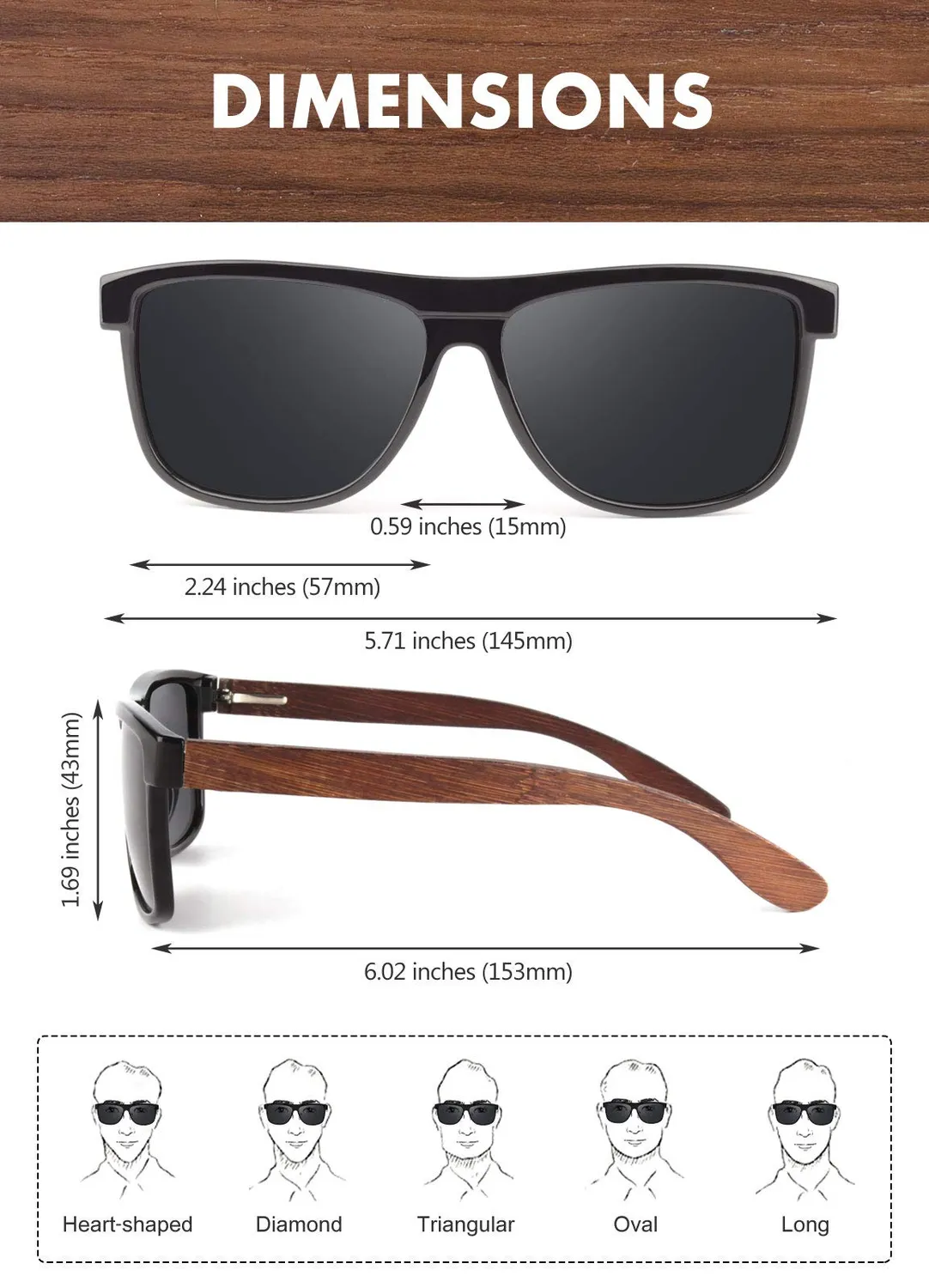 GQUEEN MOS07 Holz Sonnenbrille polarisiert UV400