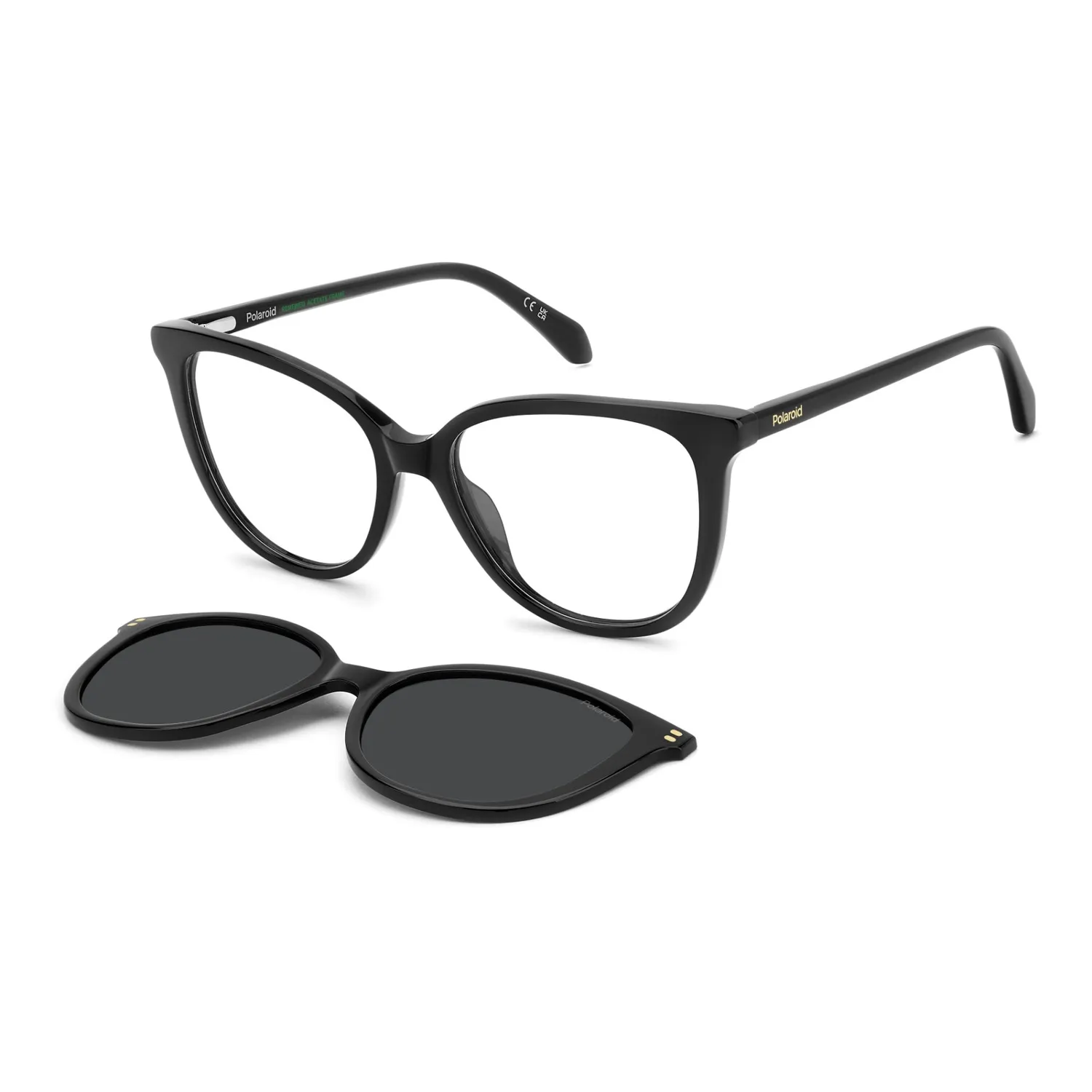 Polaroid PLD D605/C Brille Havanna mit Sonnenclip grün