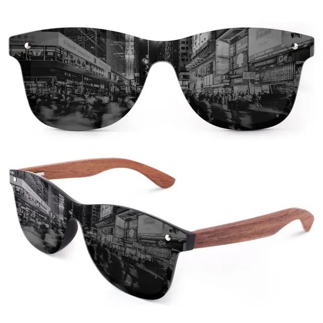 GQUEEN Holz Sonnenbrille schwarz grau polarisiert