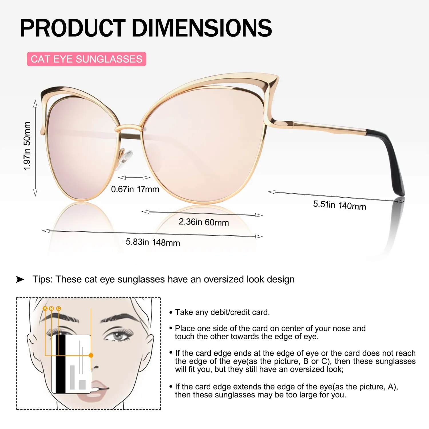 GQUEEN MT3 Cat Eye Sonnenbrille Damen polarisiert übergroß