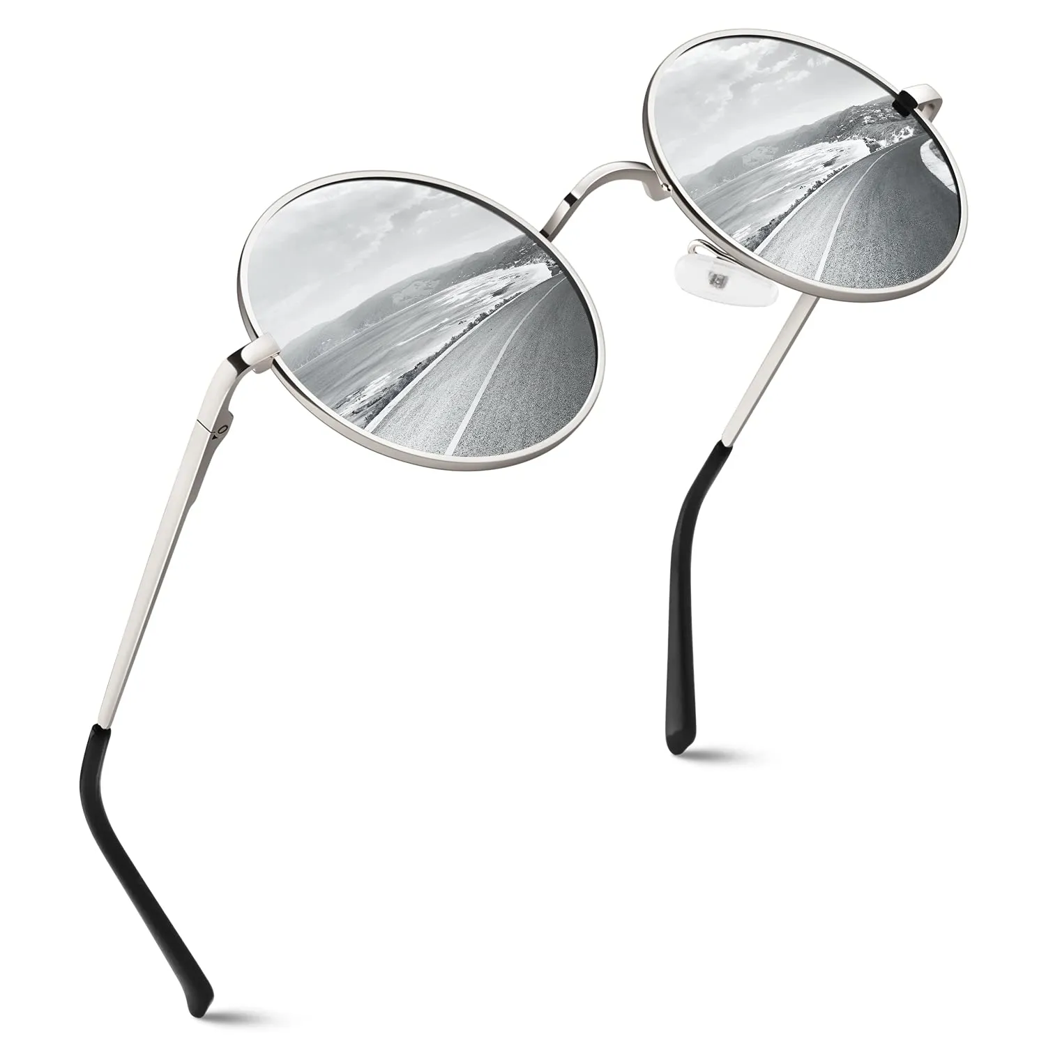 GQUEEN MEZ1 Retro Runde Sonnenbrille Gold Grau polarisiert