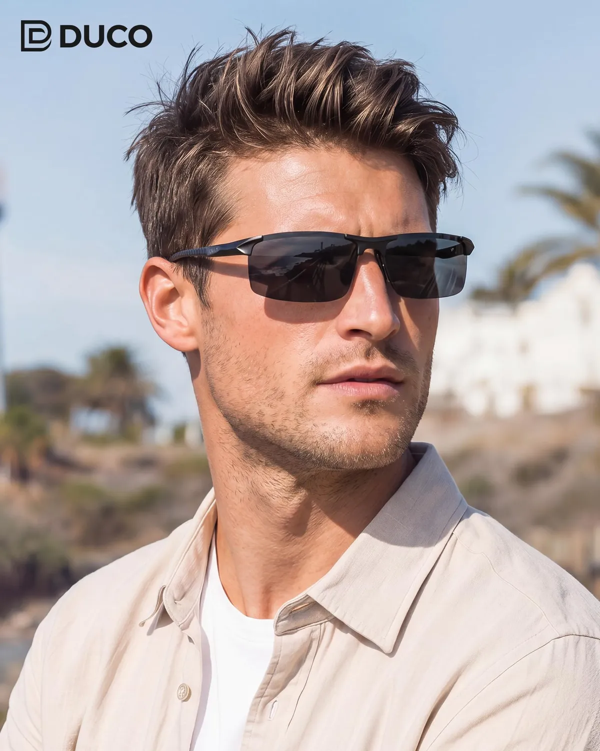 DUCO 8277 Sonnenbrille Herren Schwarz Grau polarisiert