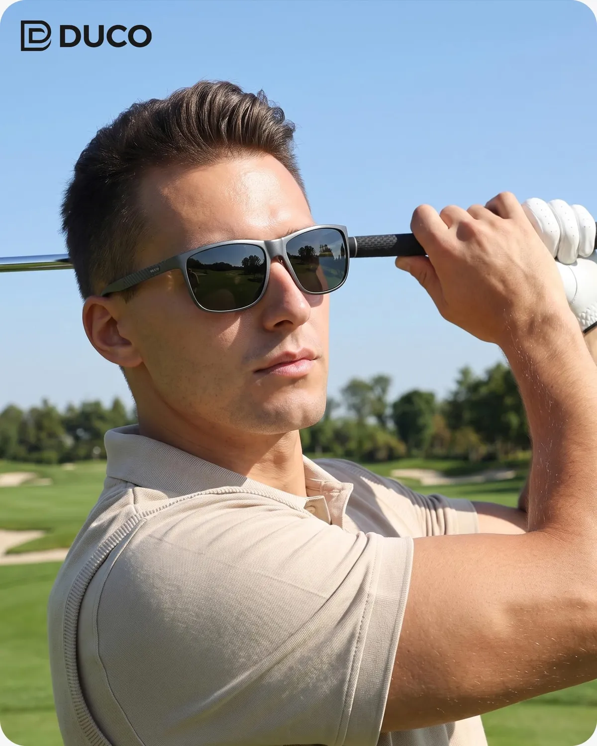 DUCO Herren Sonnenbrille Gunmetal polarisiert Metall