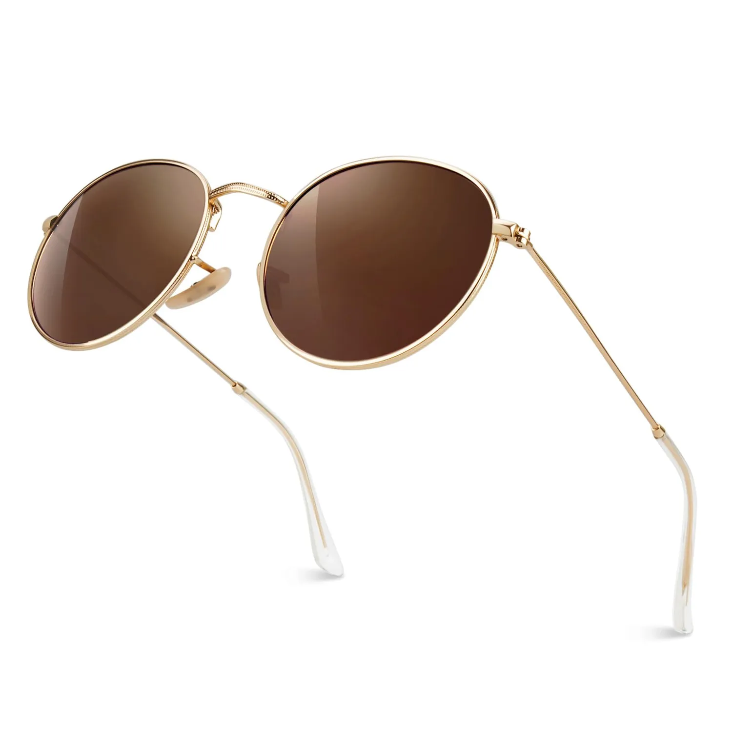 GQUEEN Retro Runde Sonnenbrille Schwarz Grau polarisiert