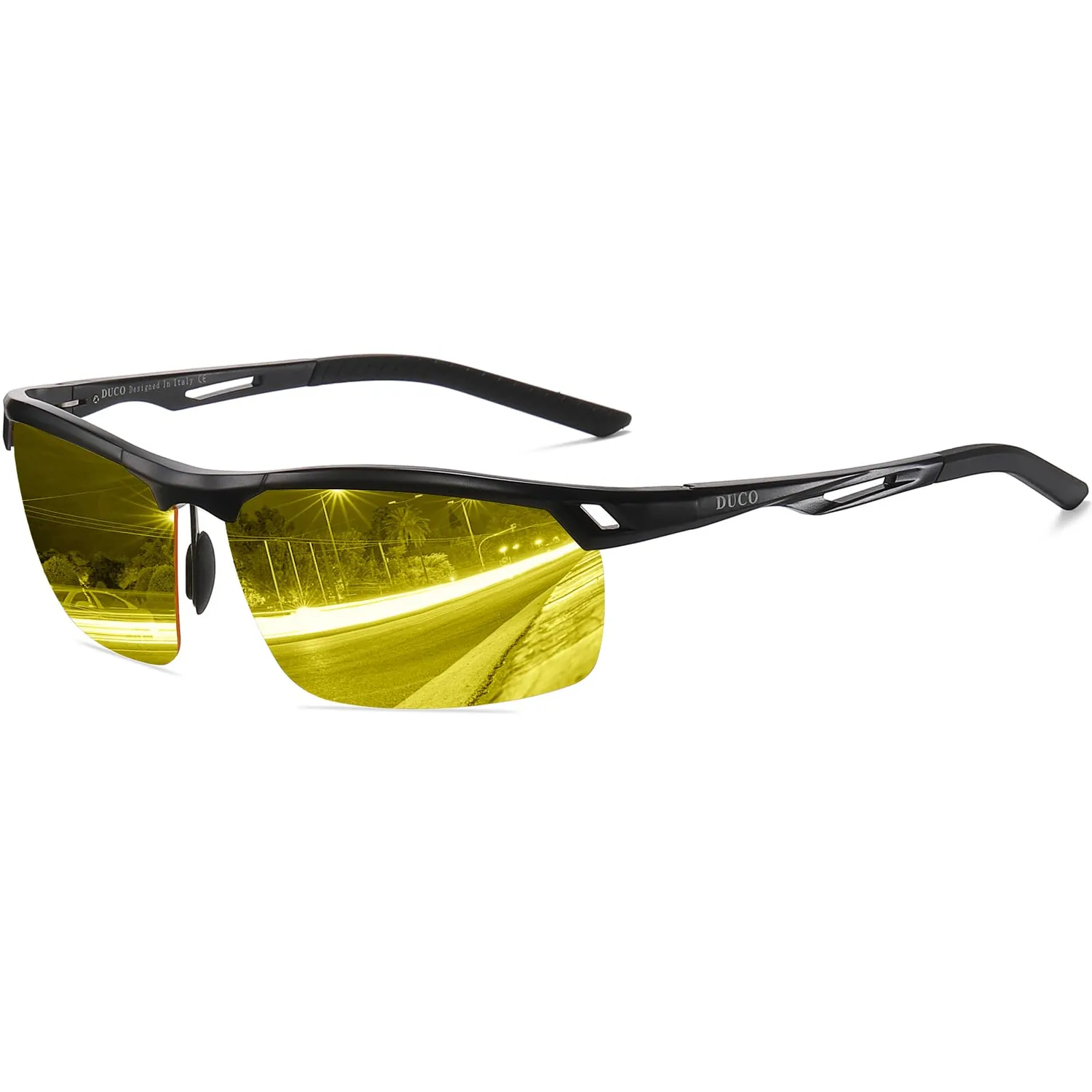 DUCO 8550Y Nachtfahrbrille Silber Gelb Anti-Blend