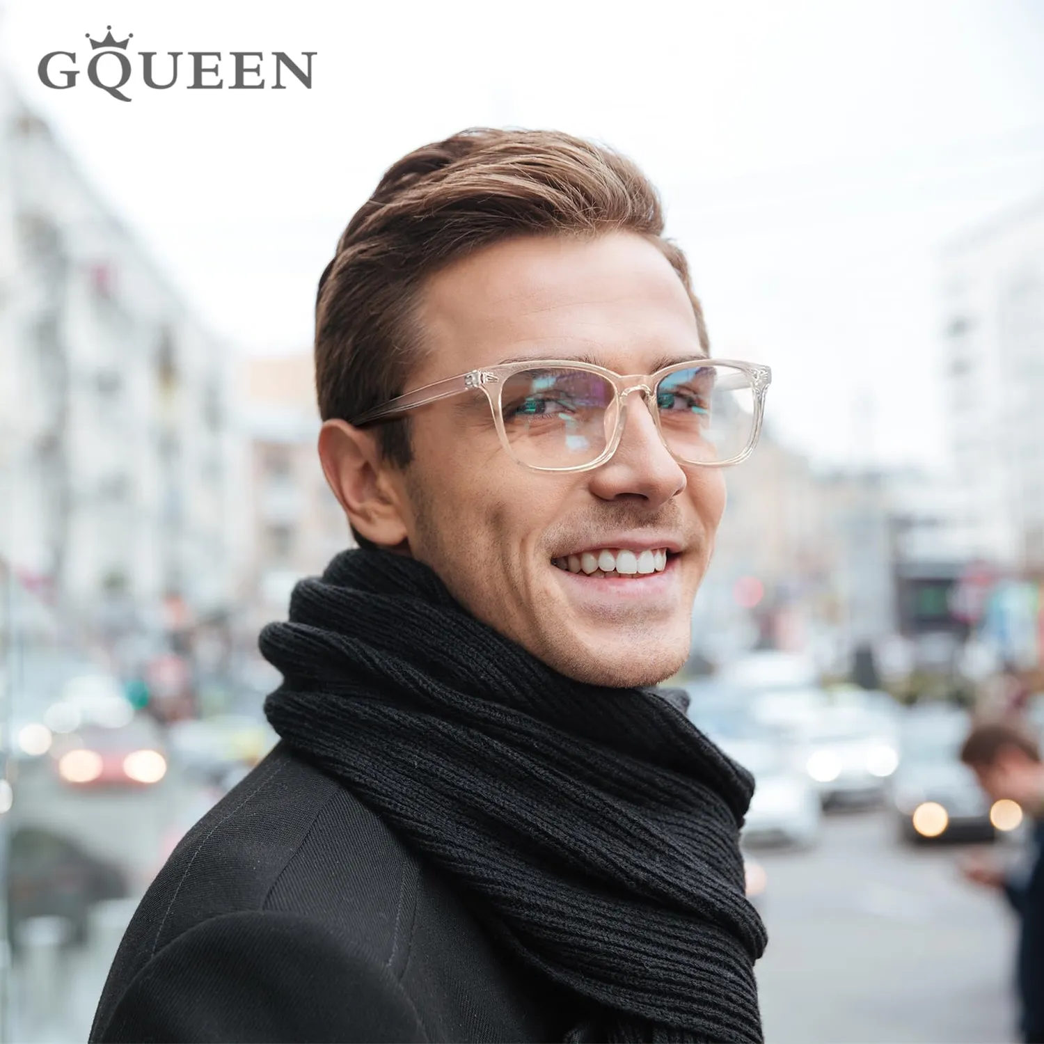 GQUEEN PE2 Hornbrille Transparent ohne Stärke