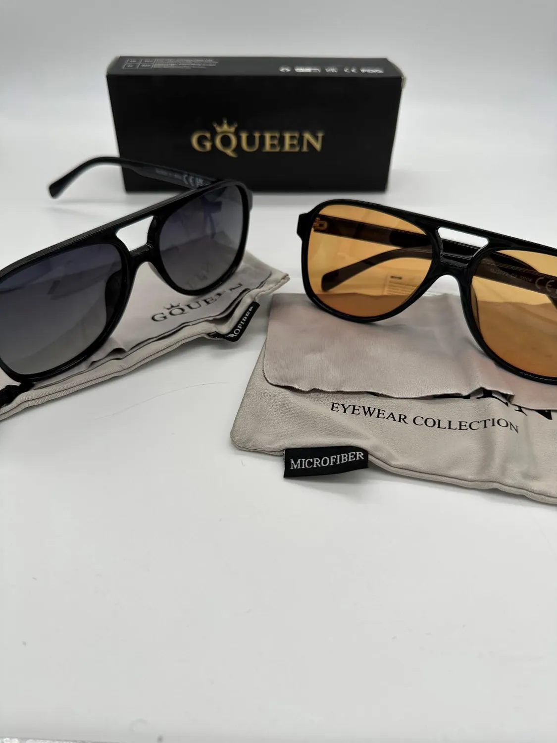 GQUEEN Retro 70s Piloten Sonnenbrille 2er Set
