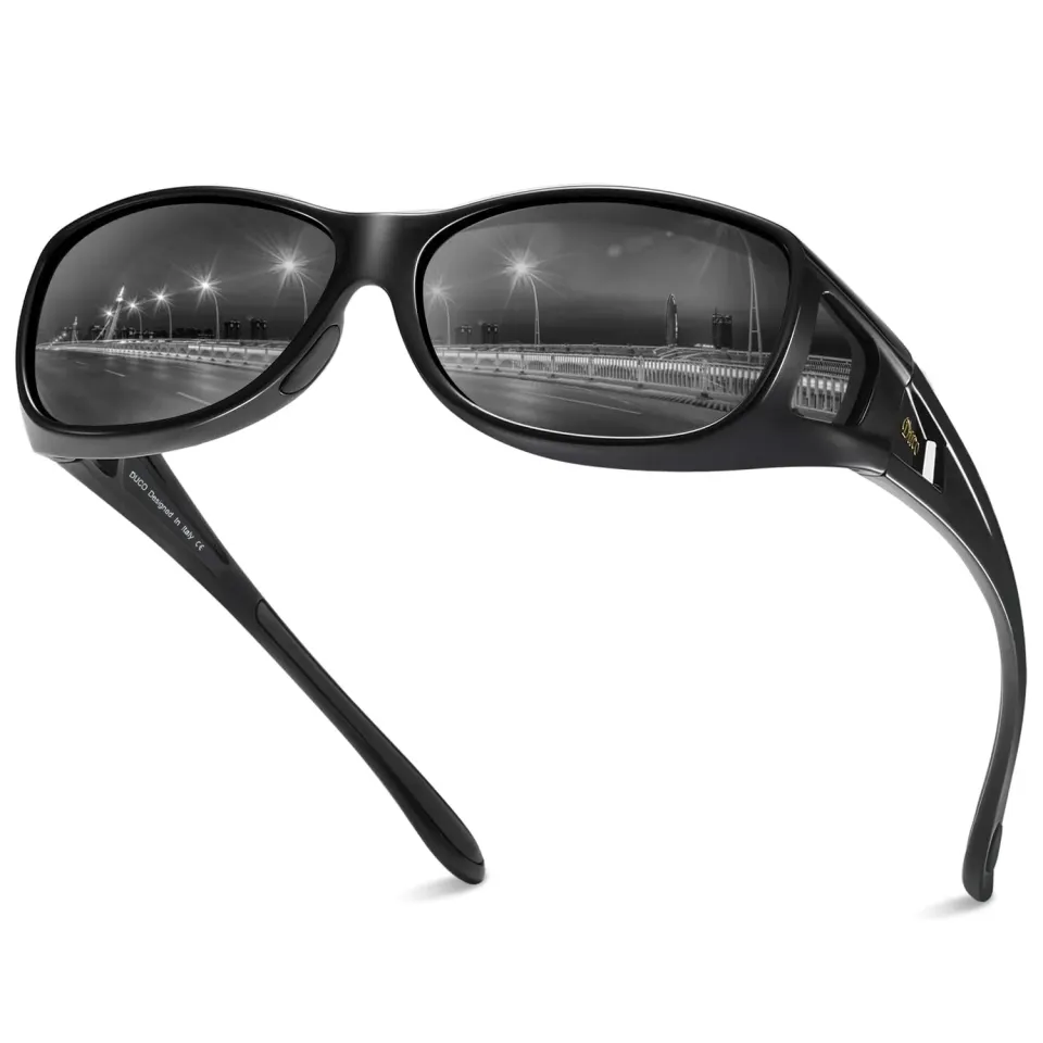 DUCO Fit Over Überbrille polarisiert M Schwarz Grau
