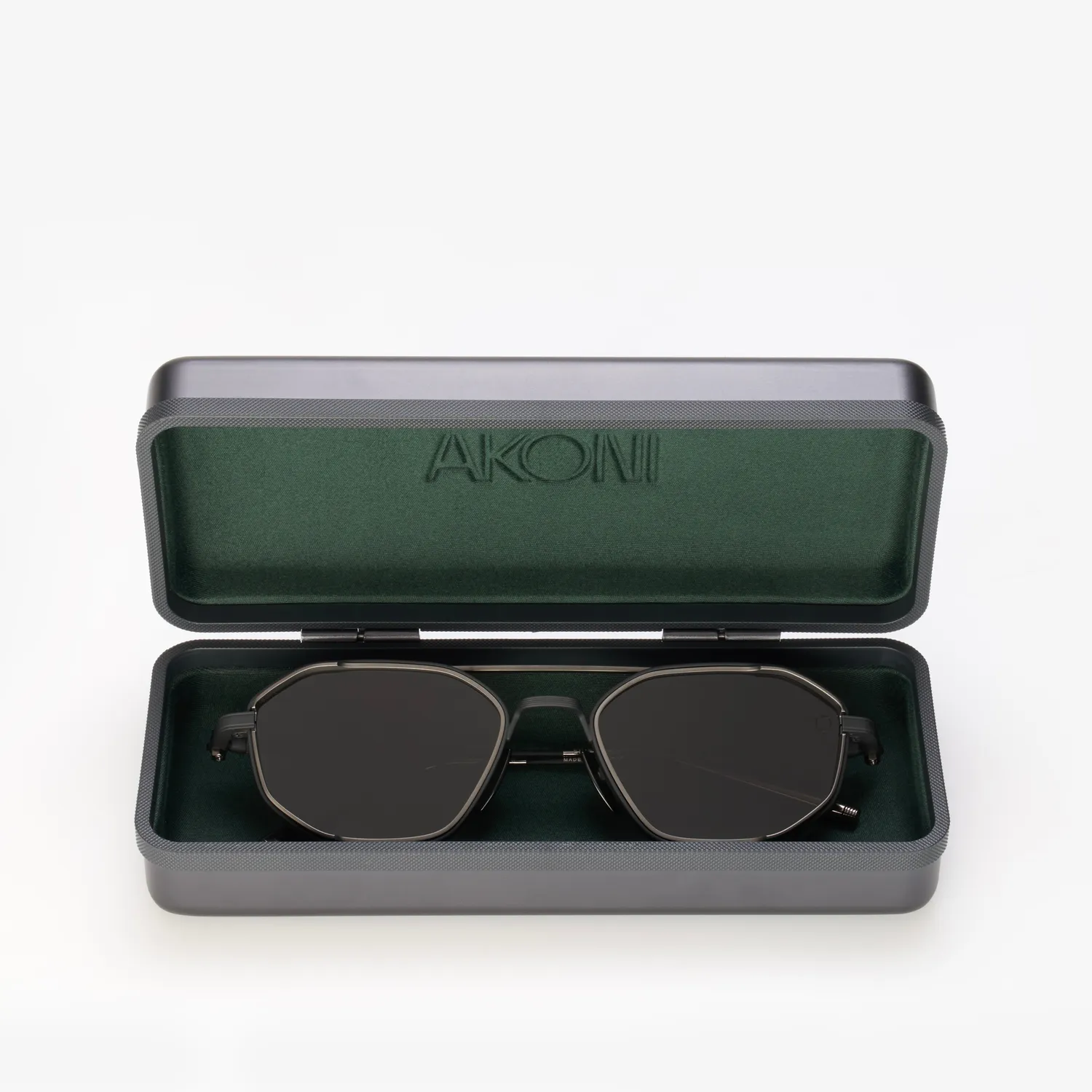 Akoni Aluminium Case Brillenetui Large Aluminium leicht