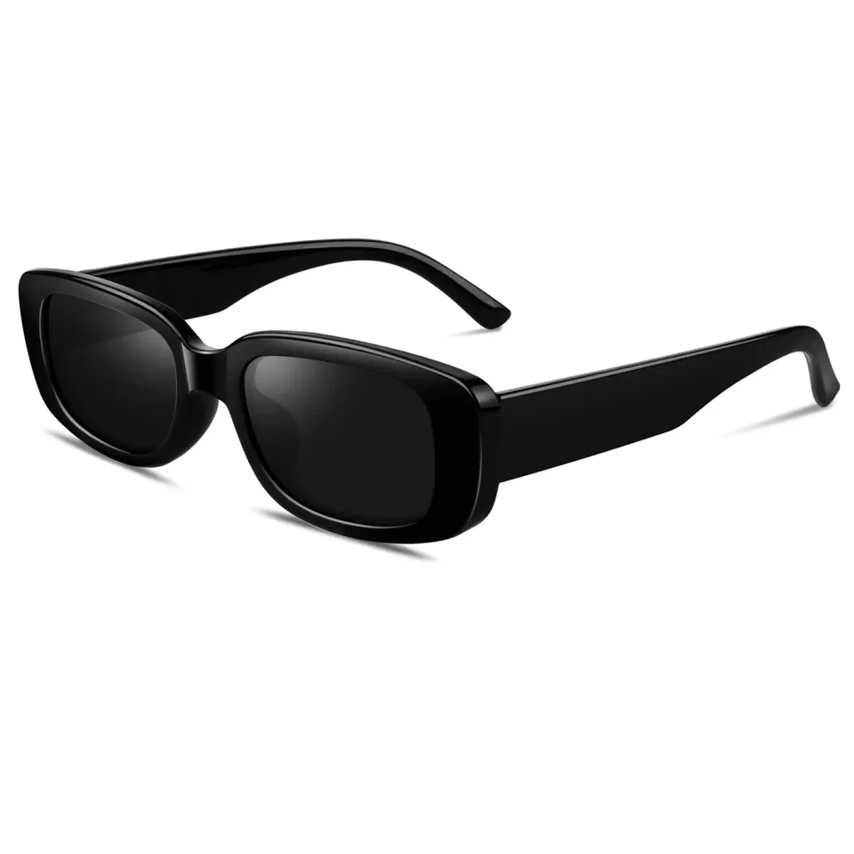 GQUEEN Retro 90s Sonnenbrille Schwarz Grau eckig