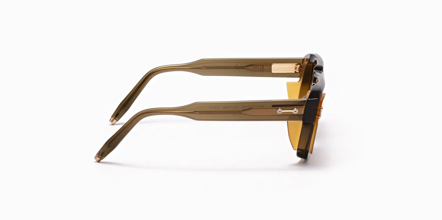Akoni Hercules Sonnenbrille Crystal Olive Acetat