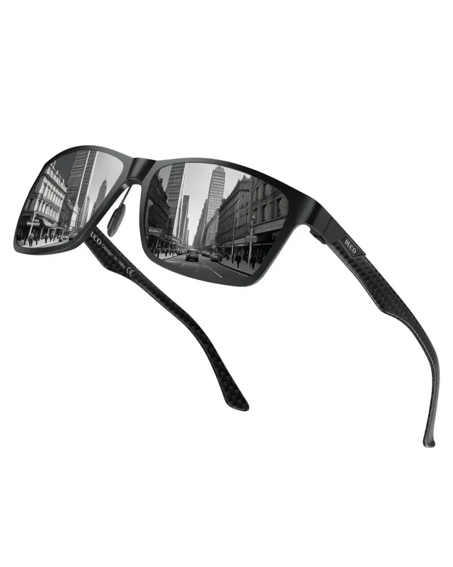 DUCO Herren Sonnenbrille polarisiert Rechteckig Grau